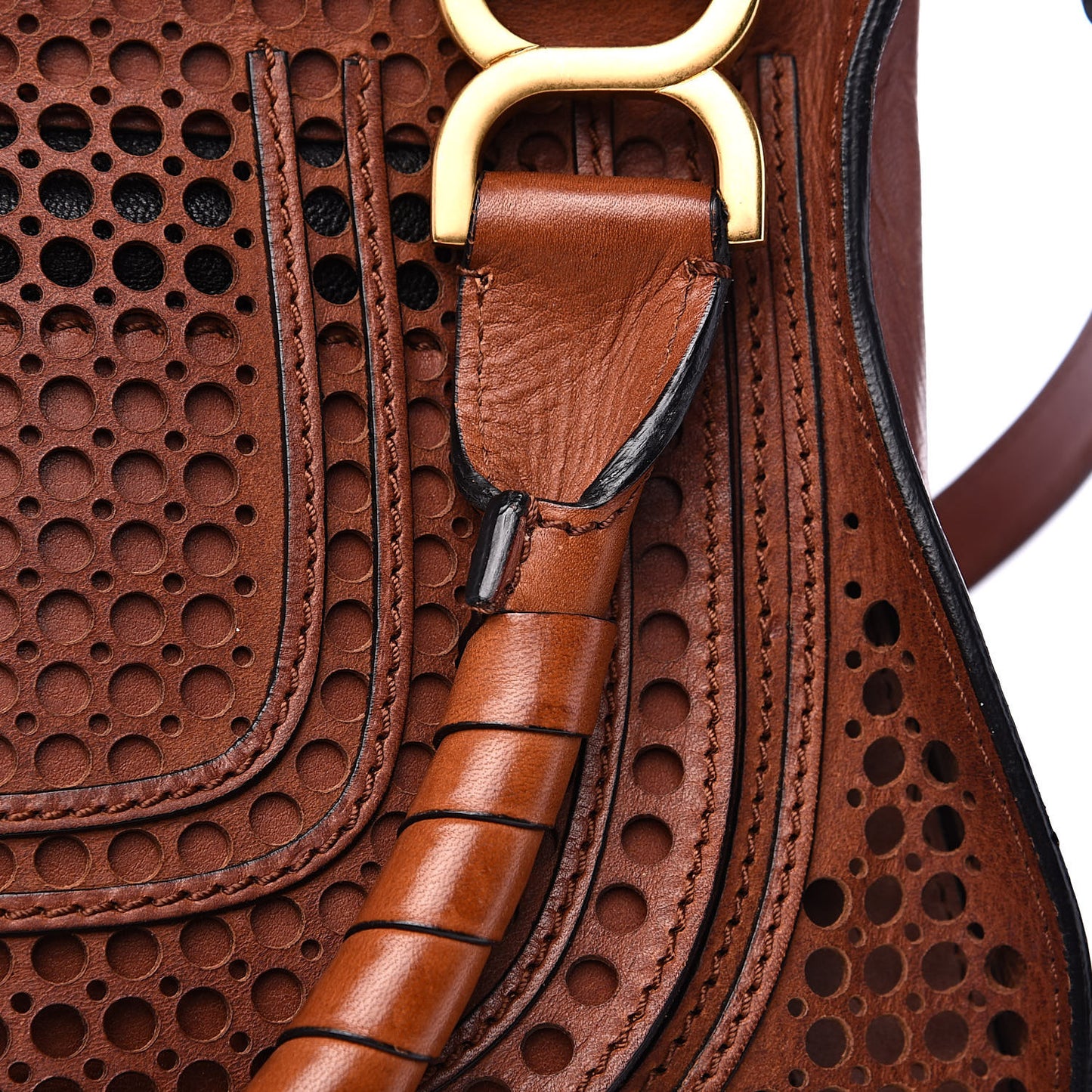 Calfskin Perforated Medium Marcie Satchel Mahogany