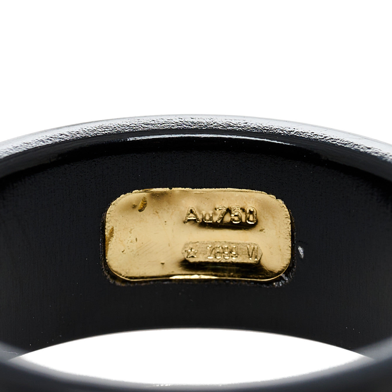 Gucci Black Synthetic Corundum 18K Yellow Gold Interlocking G Band Ring 54 6.75 4 of 8