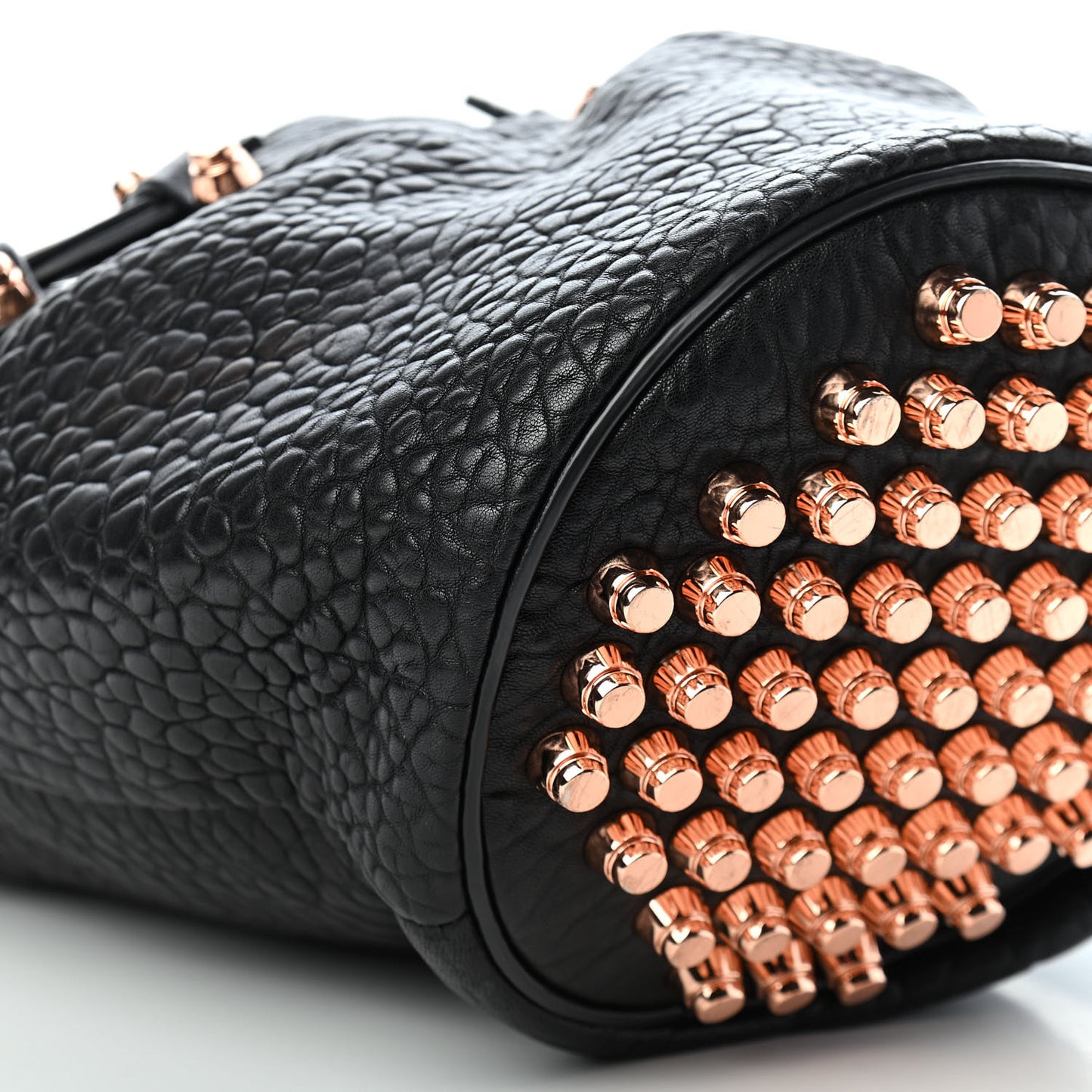 Pebbled Lambskin Diego Bucket Black Rose Gold Hardware
