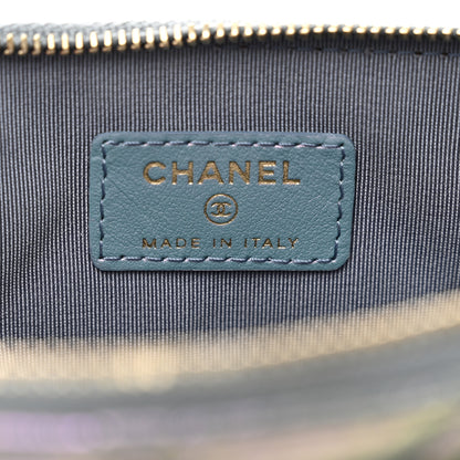 Chanel Iridescent Crumpled Calfskin Trio Cosmetic Case Blue Pink Ivory 10 of 11