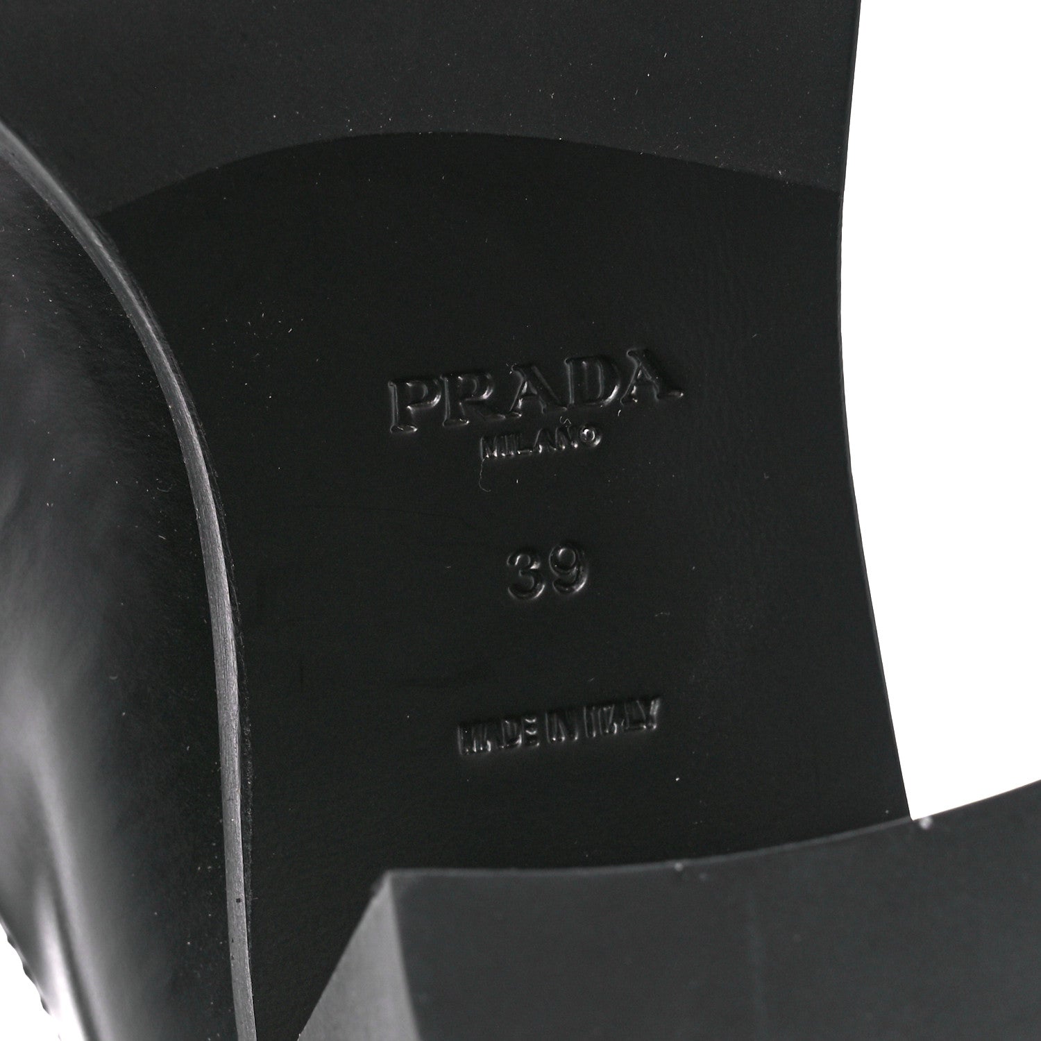 Prada Spazzolato Metal Triangle Logo 85mm Loafers 39 Black 6 of 7