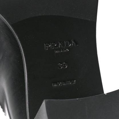 Prada Spazzolato Metal Triangle Logo 85mm Loafers 39 Black 6 of 7