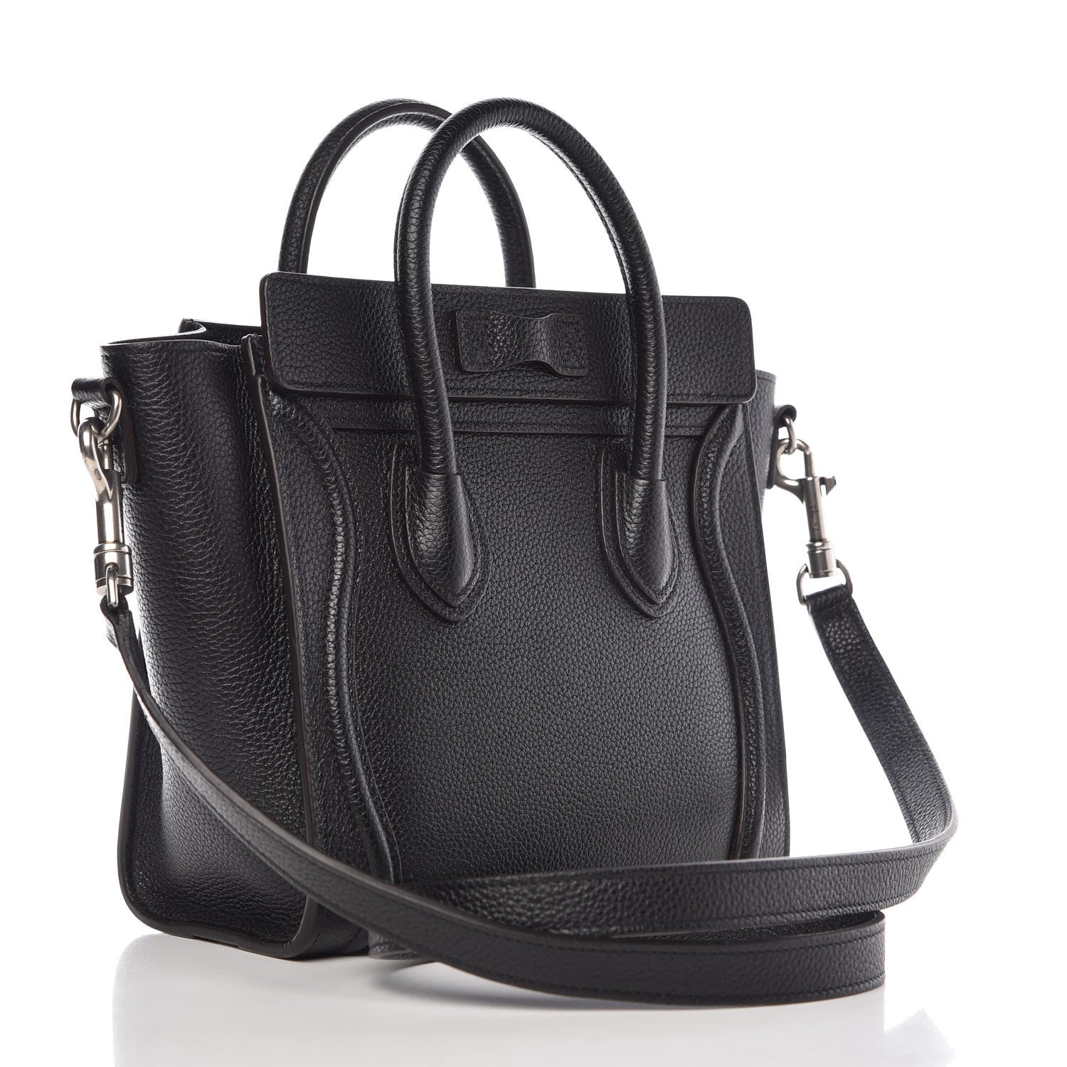 Celine Drummed Calfskin Nano Luggage Black 3 of 6