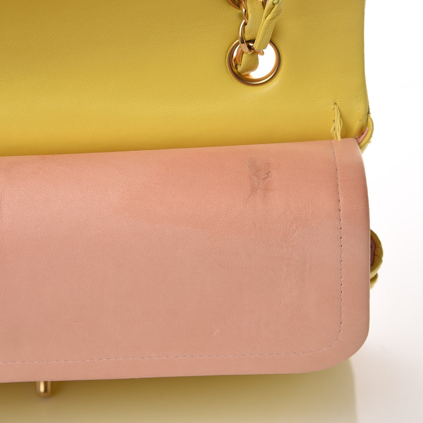 Lambskin Quilted Medium Double Flap Yellow
