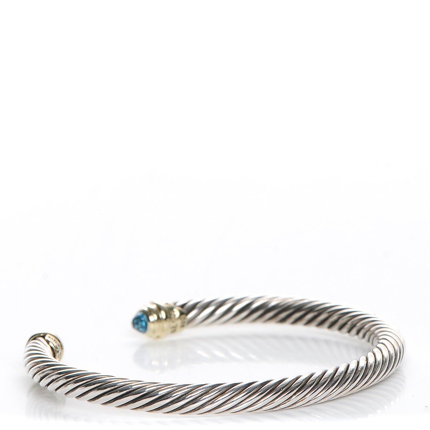 Sterling Silver 14K Yellow Gold Blue Topaz 5mm Cable Classics Petite Color Bracelet