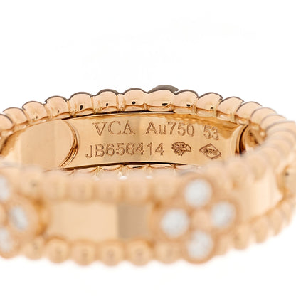 Van Cleef & Arpels 18K Rose Gold Diamond Sweet Perlee Clovers Ring 53 6.5 4 of 5