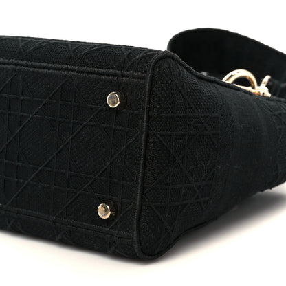 Christian Dior Canvas Embroidered Cannage Medium Lady D-Lite Black 10 of 10