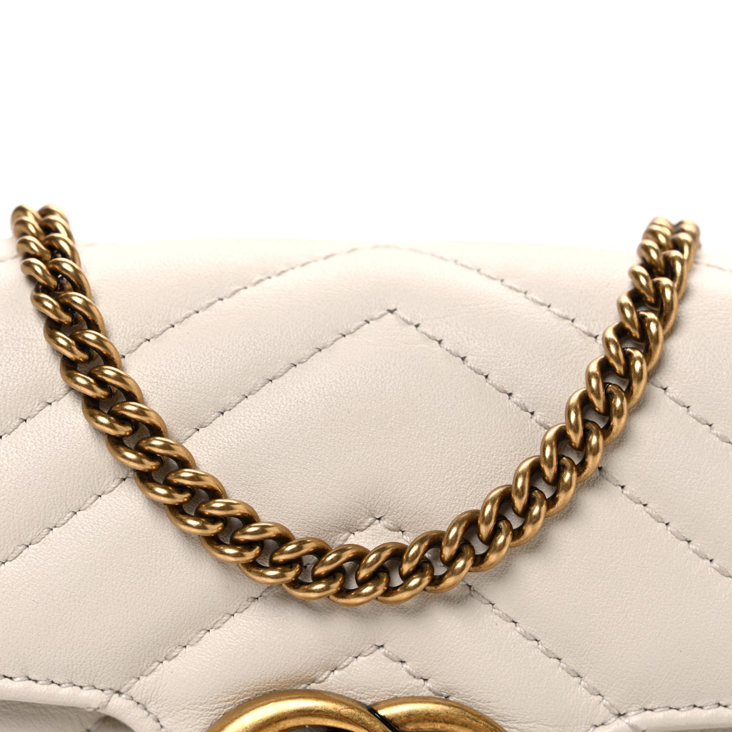 Calfskin Matelasse Super Mini GG Marmont Shoulder Bag White