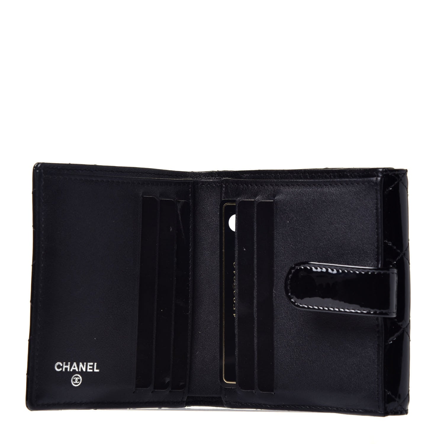 Chanel Patent Quilted Compact French Flap Wallet Black 5 of 7