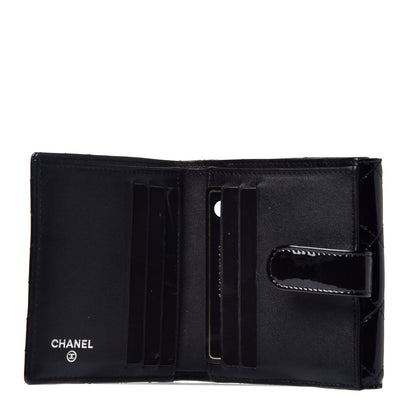 Chanel Patent Quilted Compact French Flap Wallet Black 5 of 7