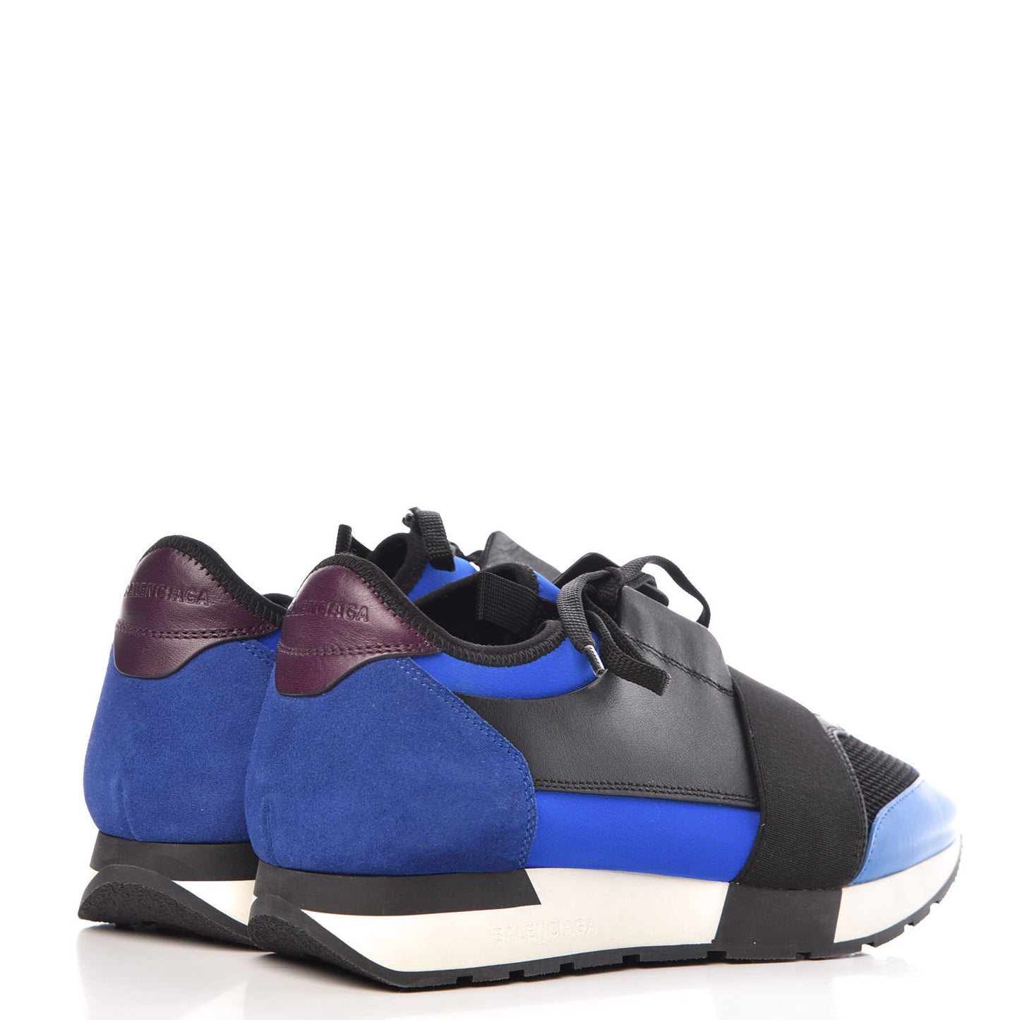 Mesh Neoprene Calfskin Suede Mens Race Runner Sneakers 42 Black Bleu Saphir