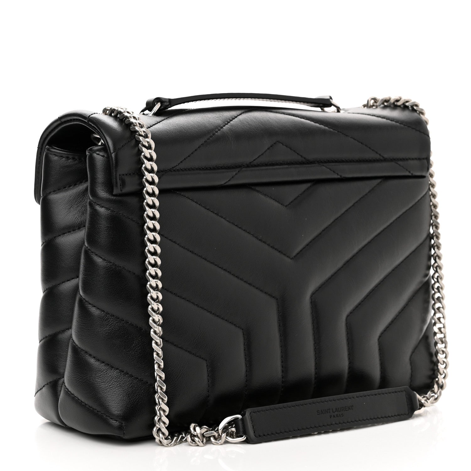 Saint Laurent Calfskin Y Quilted Monogram Small Loulou Chain Satchel Black 3 of 11