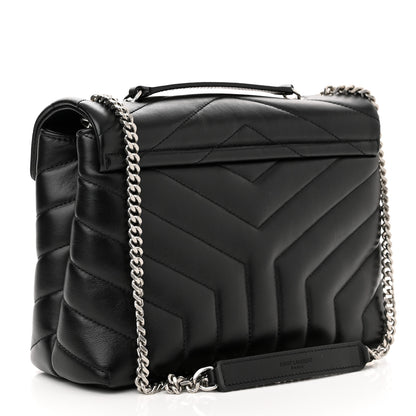 Saint Laurent Calfskin Y Quilted Monogram Small Loulou Chain Satchel Black 3 of 11