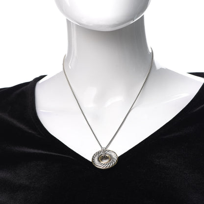 David Yurman Sterling Silver 18K Yellow Gold 30mm Cable Disc Necklace 2 of 5