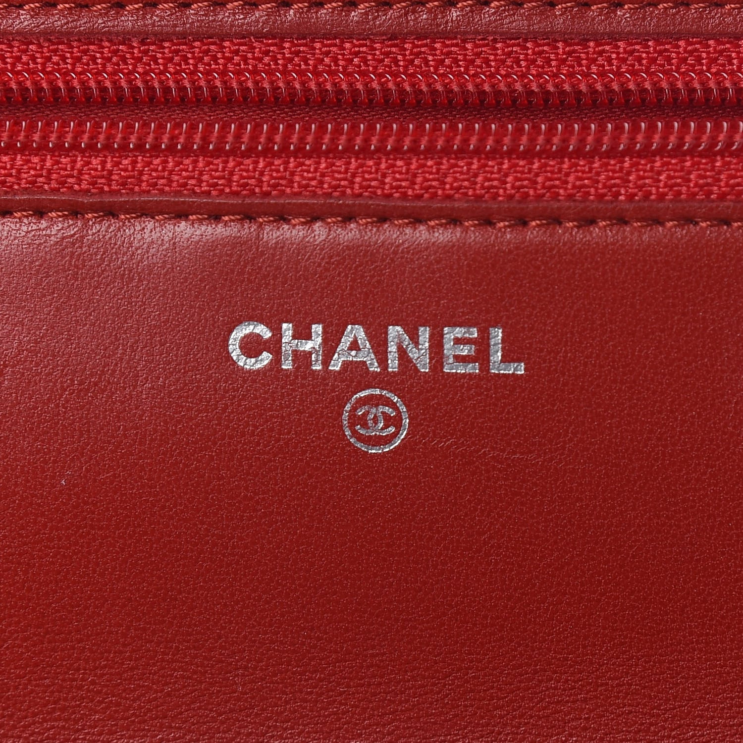Chanel Lambskin Camellia Embossed Wallet On Chain WOC Dark Red 6 of 14