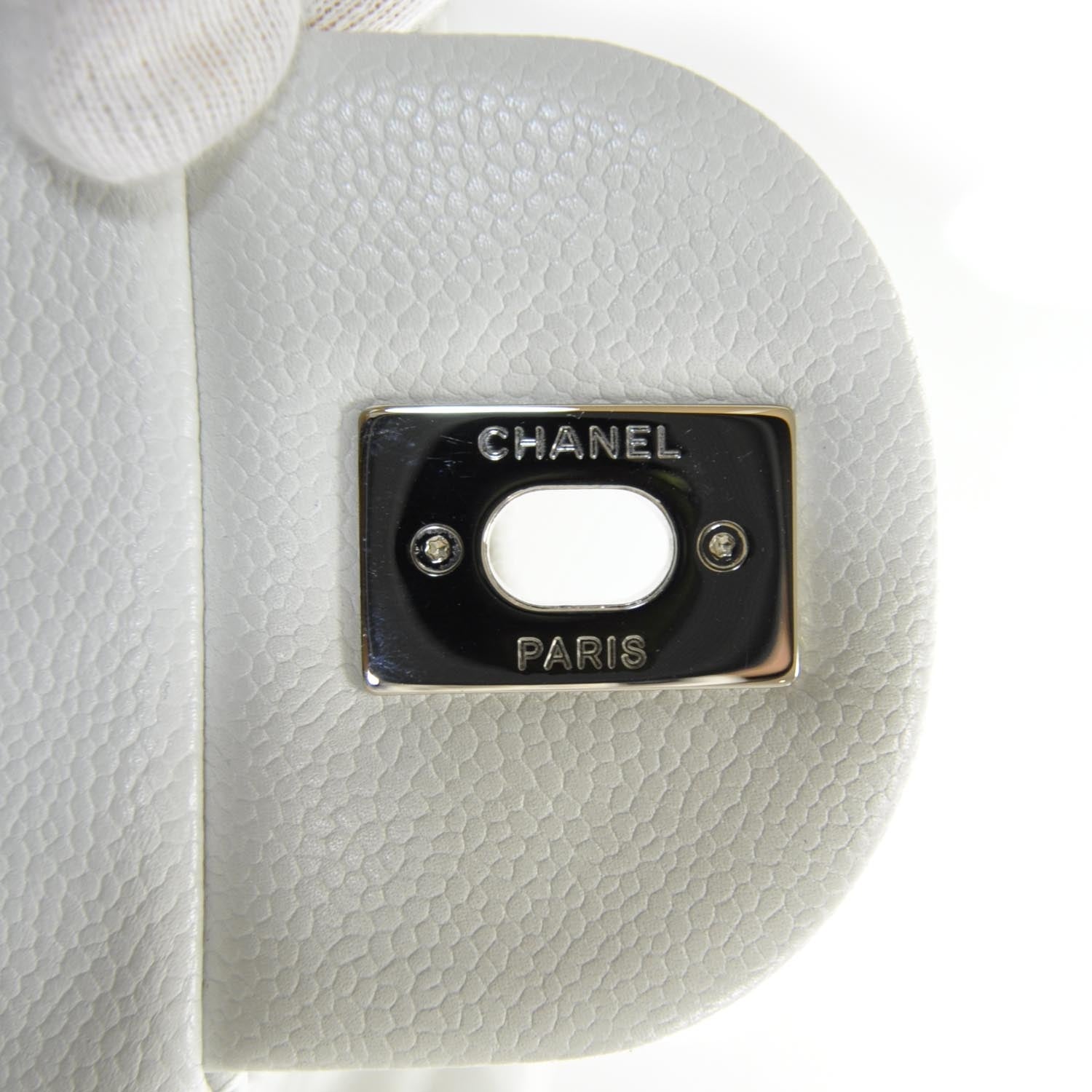 Chanel Washed Caviar Maxi Flap White 11 of 12