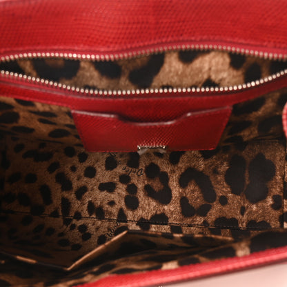 Dolce & Gabbana Lizard Calfskin Embossed Medium Monica Top Handle Bag Rosso Scuro 6 of 11