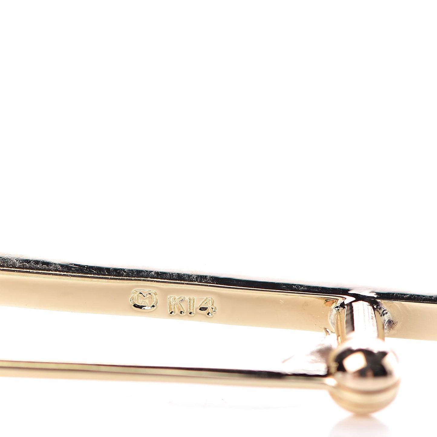 14K Yellow Gold Akoya Pearl 6mm Leaf Bar Brooch