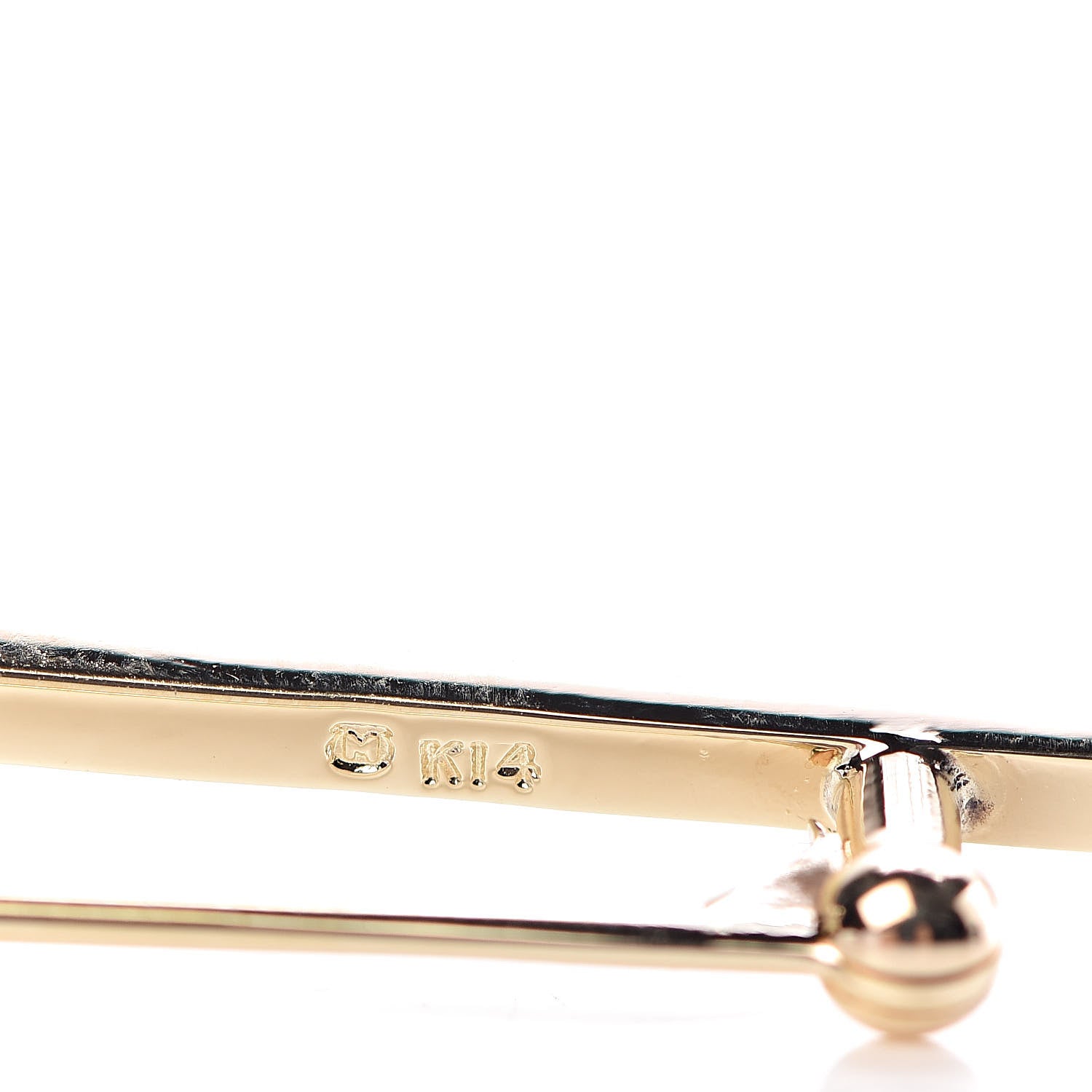 Mikimoto 14K Yellow Gold Akoya Pearl 6mm Leaf Bar Brooch 4 of 4