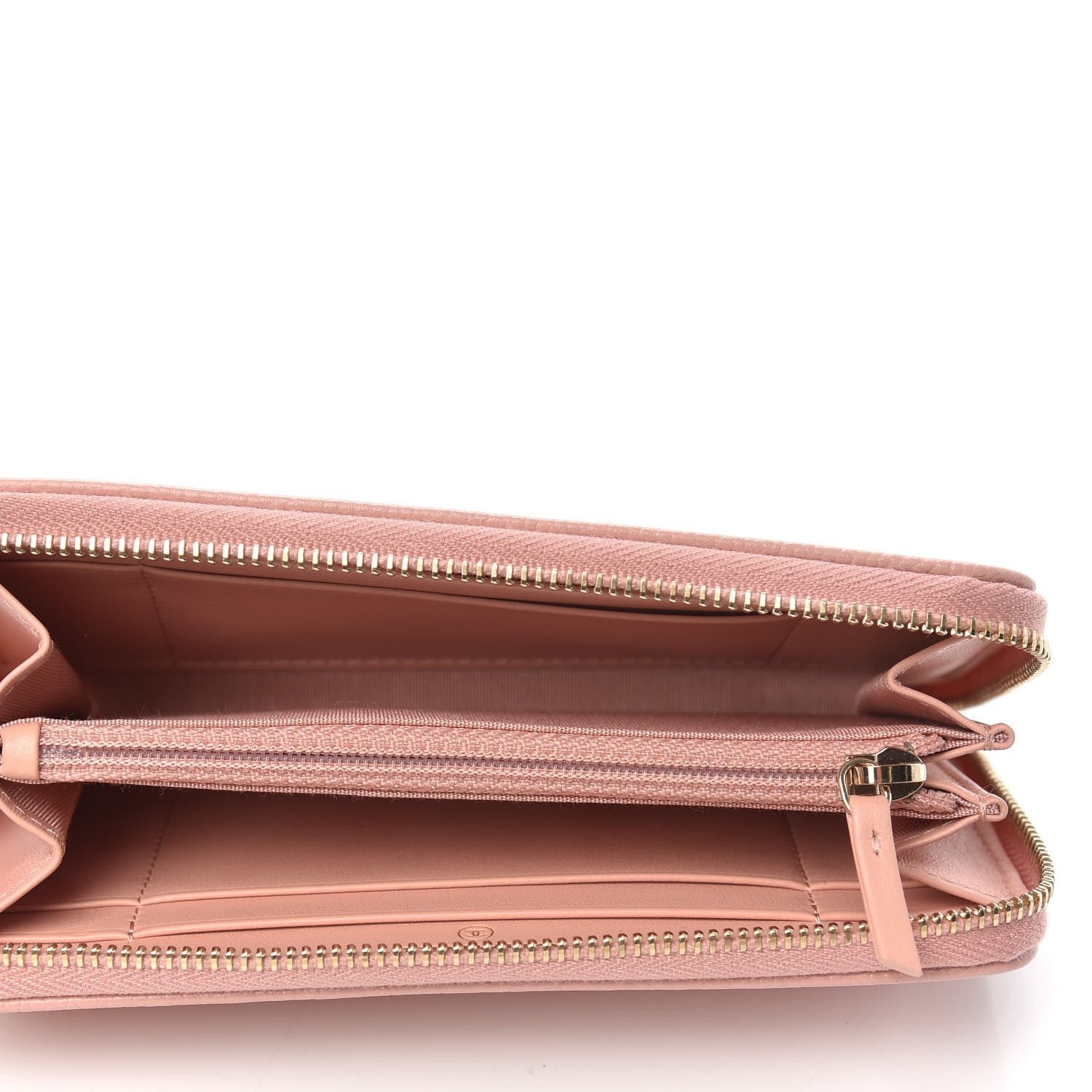Chanel Caviar Camellia Embossed Medium Zip Around Wallet Light Pink 5 of 11