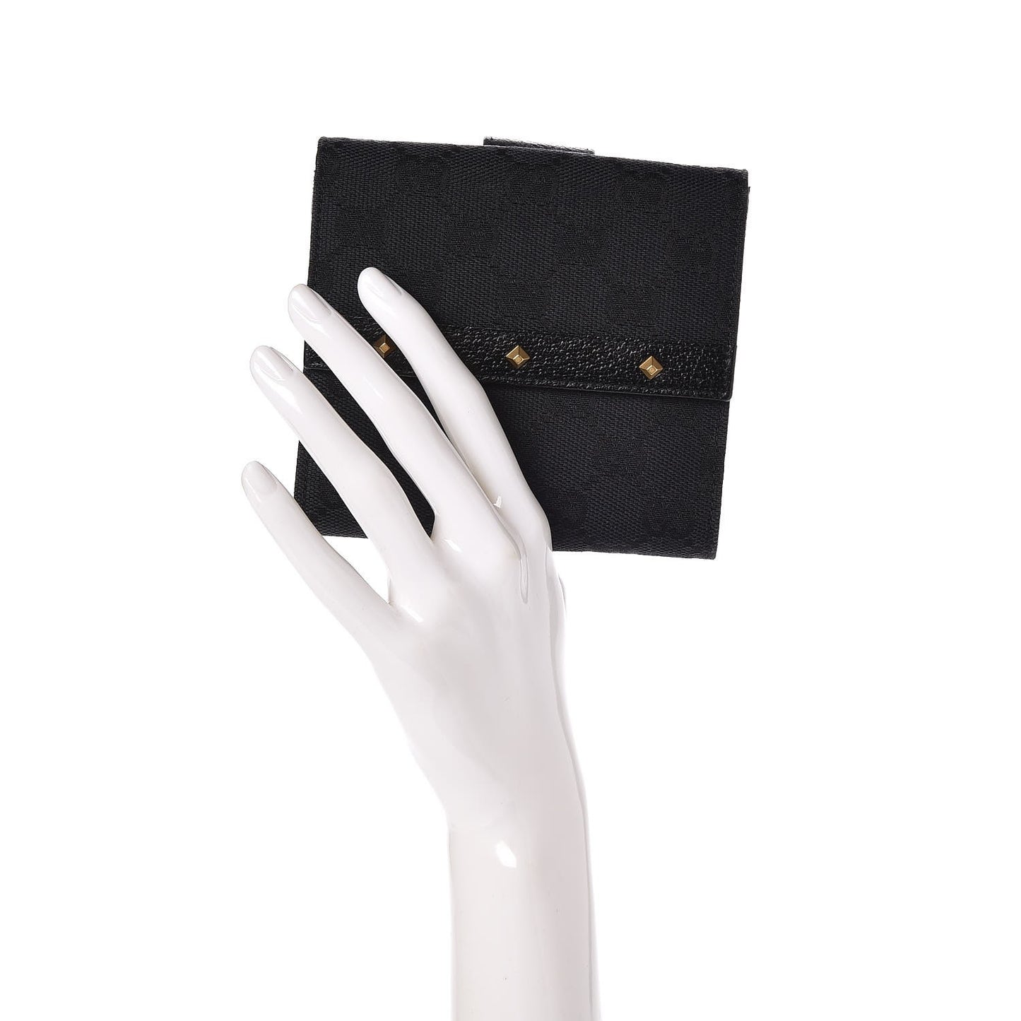 Monogram Studded French Flap Wallet Black