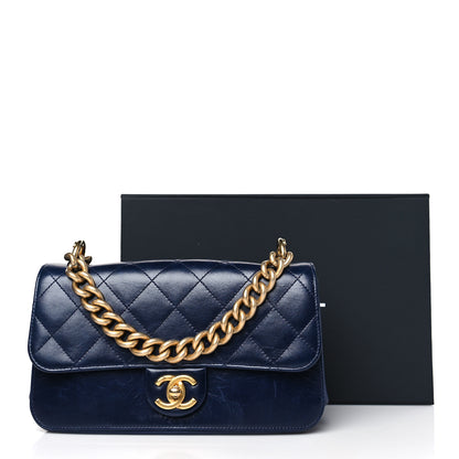 Chanel Calfskin Quilted Small Straight Lined Flap Blue 10 of 10
