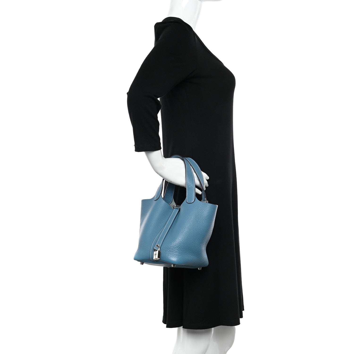 Hermes Taurillon Clemence Picotin Lock 18 PM Blue Jean 2 of 10