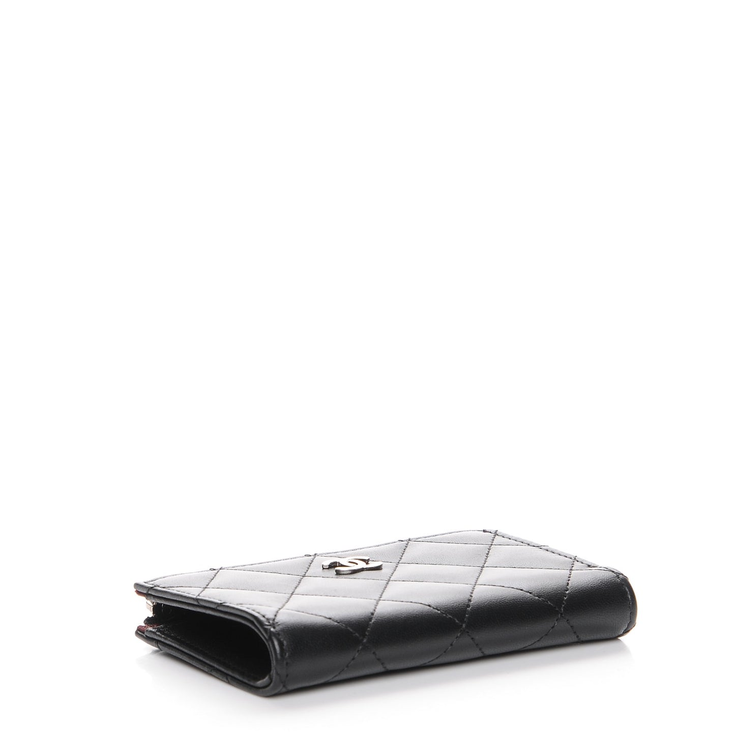 Lambskin Quilted Key Holder Case Black