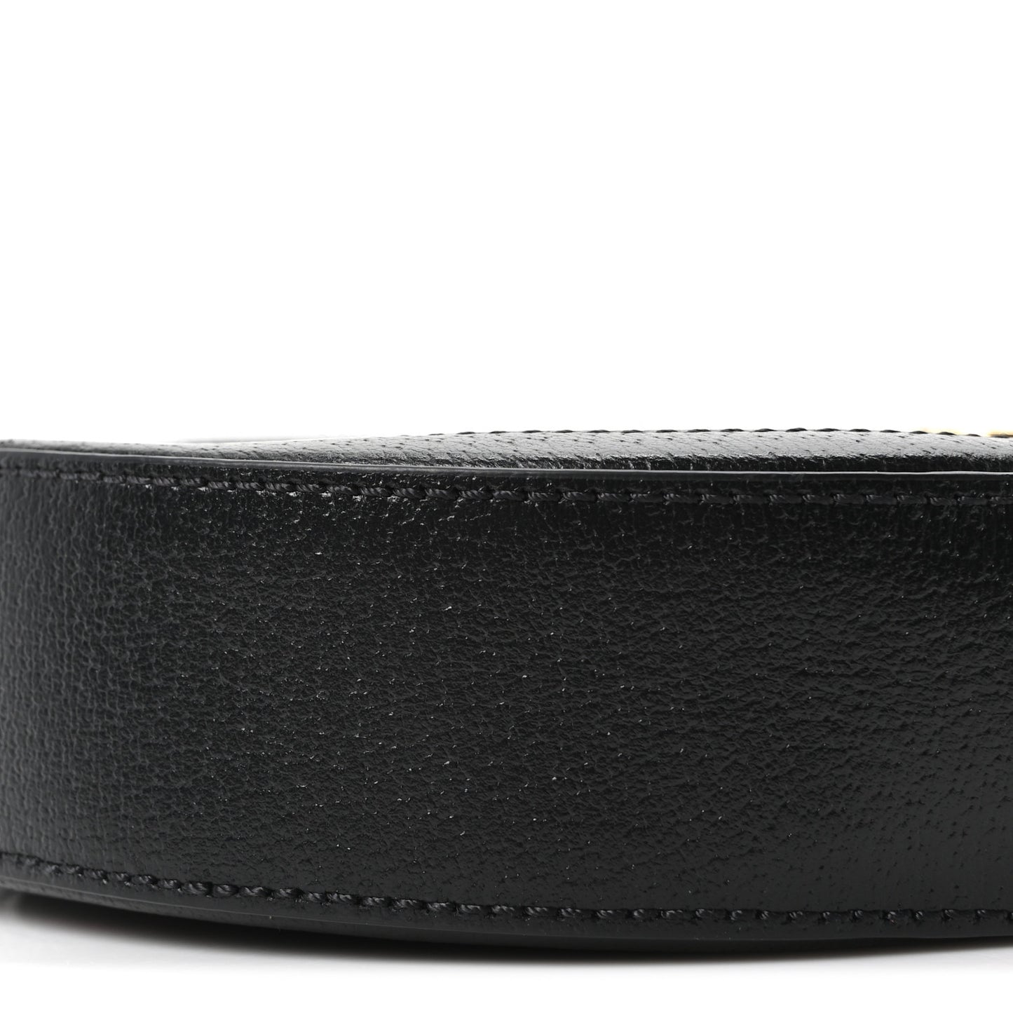 Grained Calfskin Web Mini Ophidia Round Shoulder Bag Black