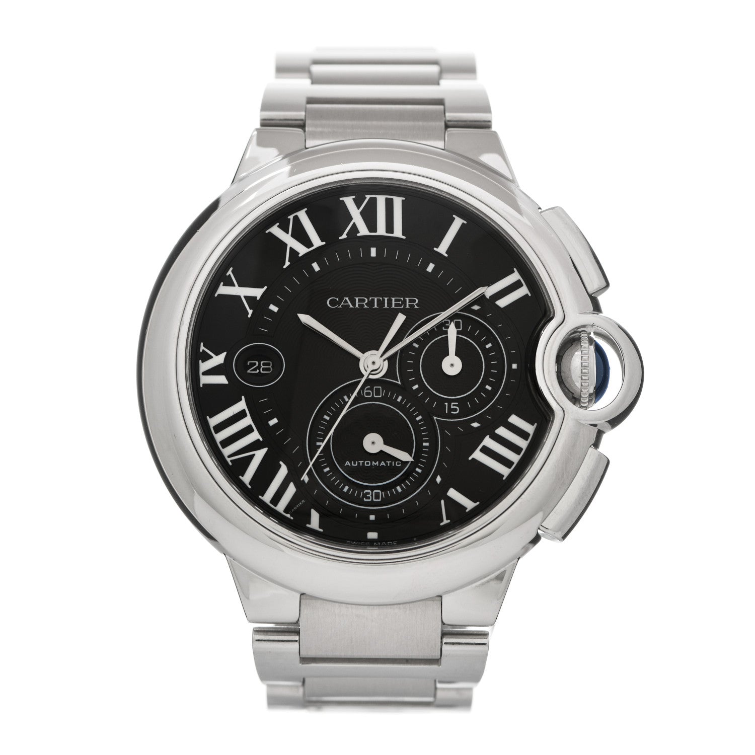 Cartier Stainless Steel 44mm Ballon Bleu De Cartier Chronograph Automatic Watch Black 1 of 5