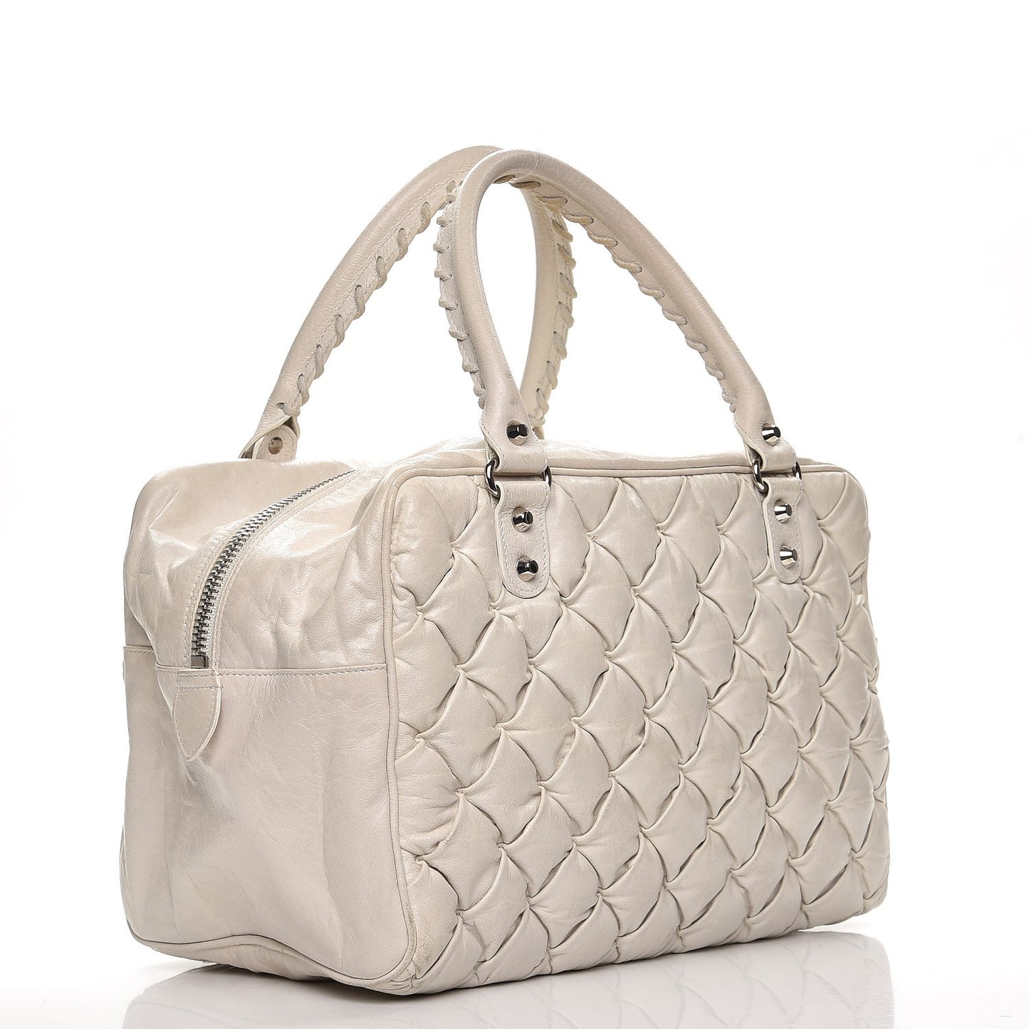 Chevre Quilted Matelasse MM White