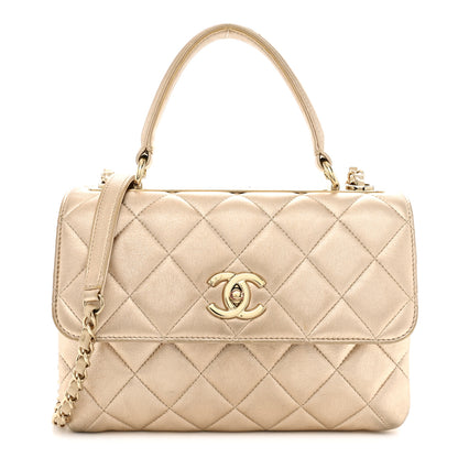 Chanel Metallic Lambskin Quilted Small Trendy CC Flap Dual Handle Bag Gold 1 of 14