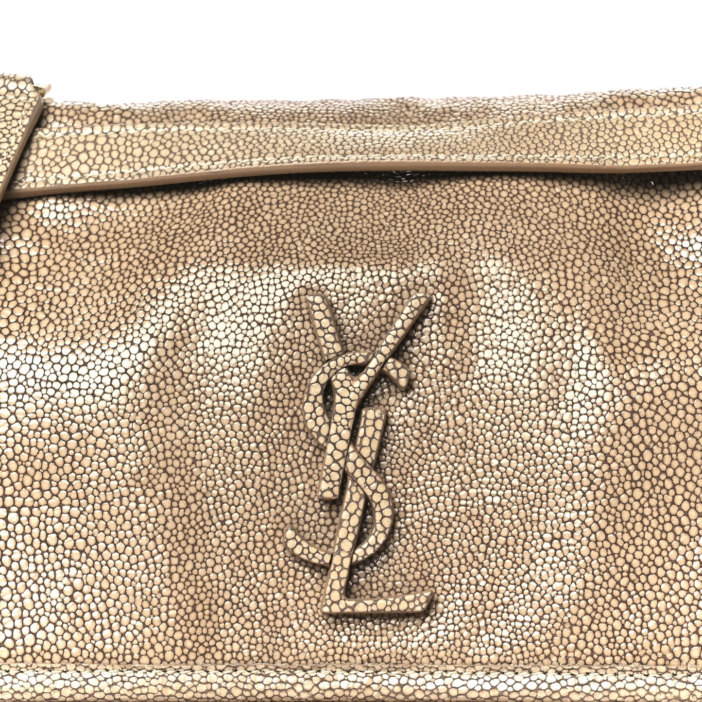Stingray Embossed Monogram Medium Niki Chain Satchel Beige
