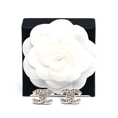Chanel Crystal CC Chain Earrings Silver 6 of 6