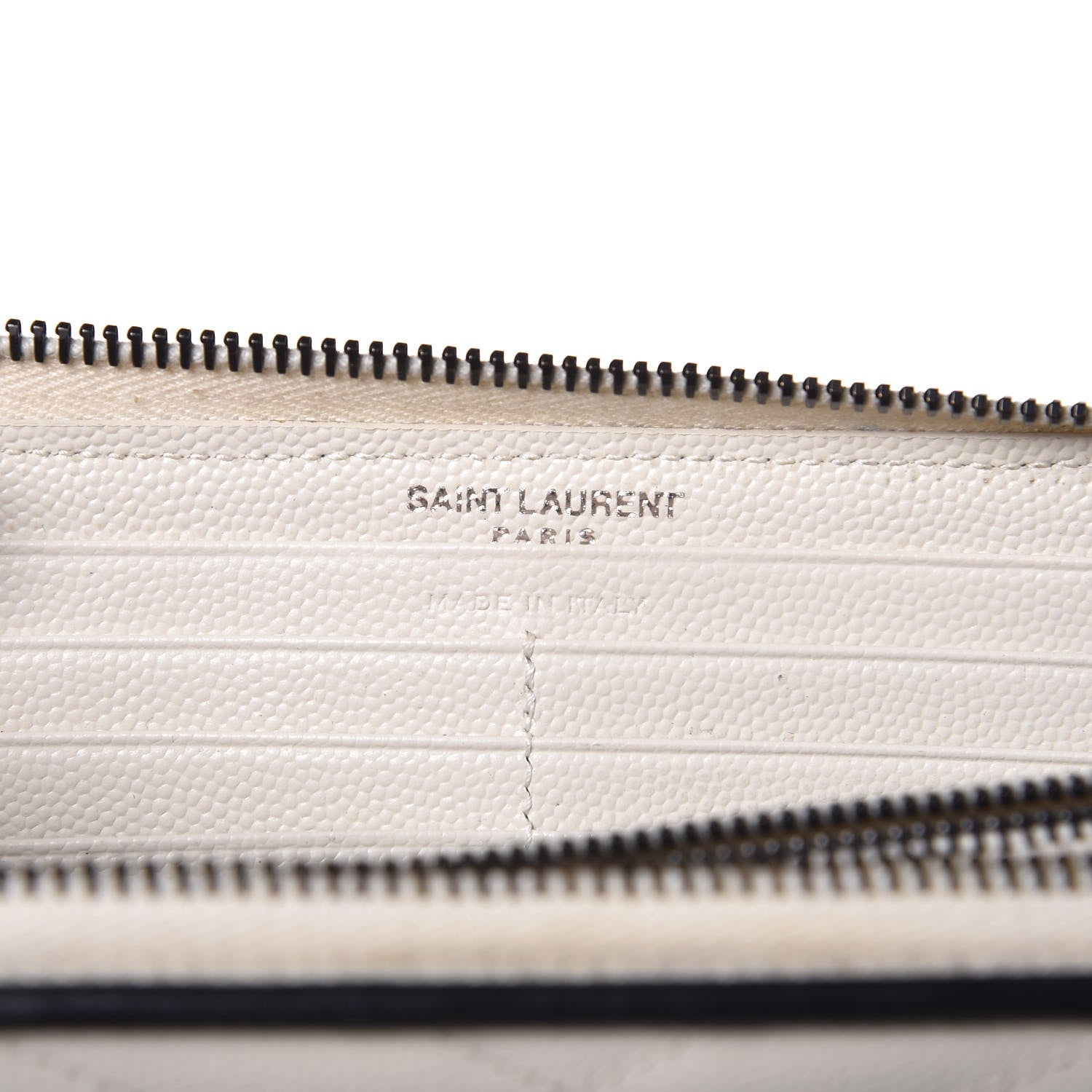 Saint Laurent Grain De Poudre Matelasse Chevron Monogram Zip Around Wallet Porcellana Black 6 of 10