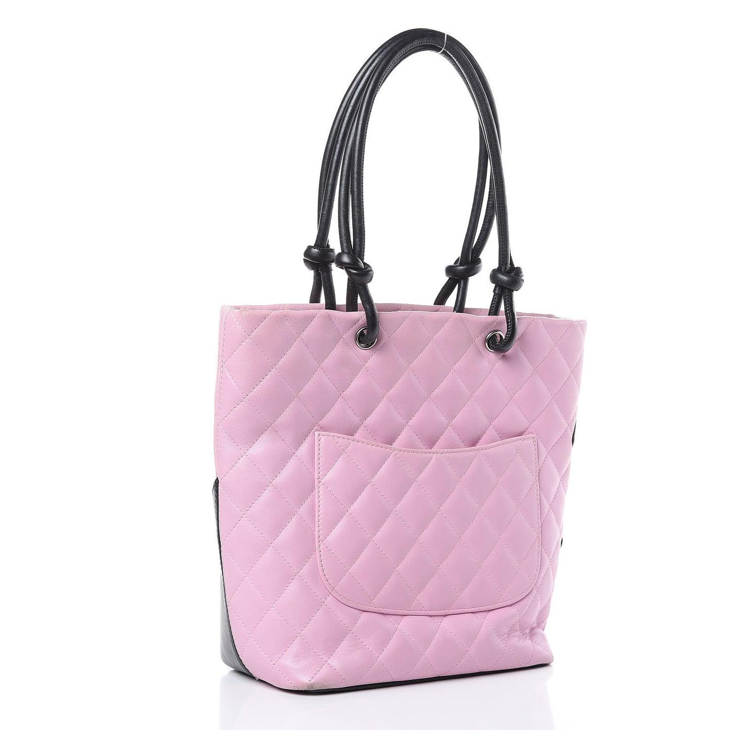 Calfskin Quilted Medium Cambon Tote Pink Black