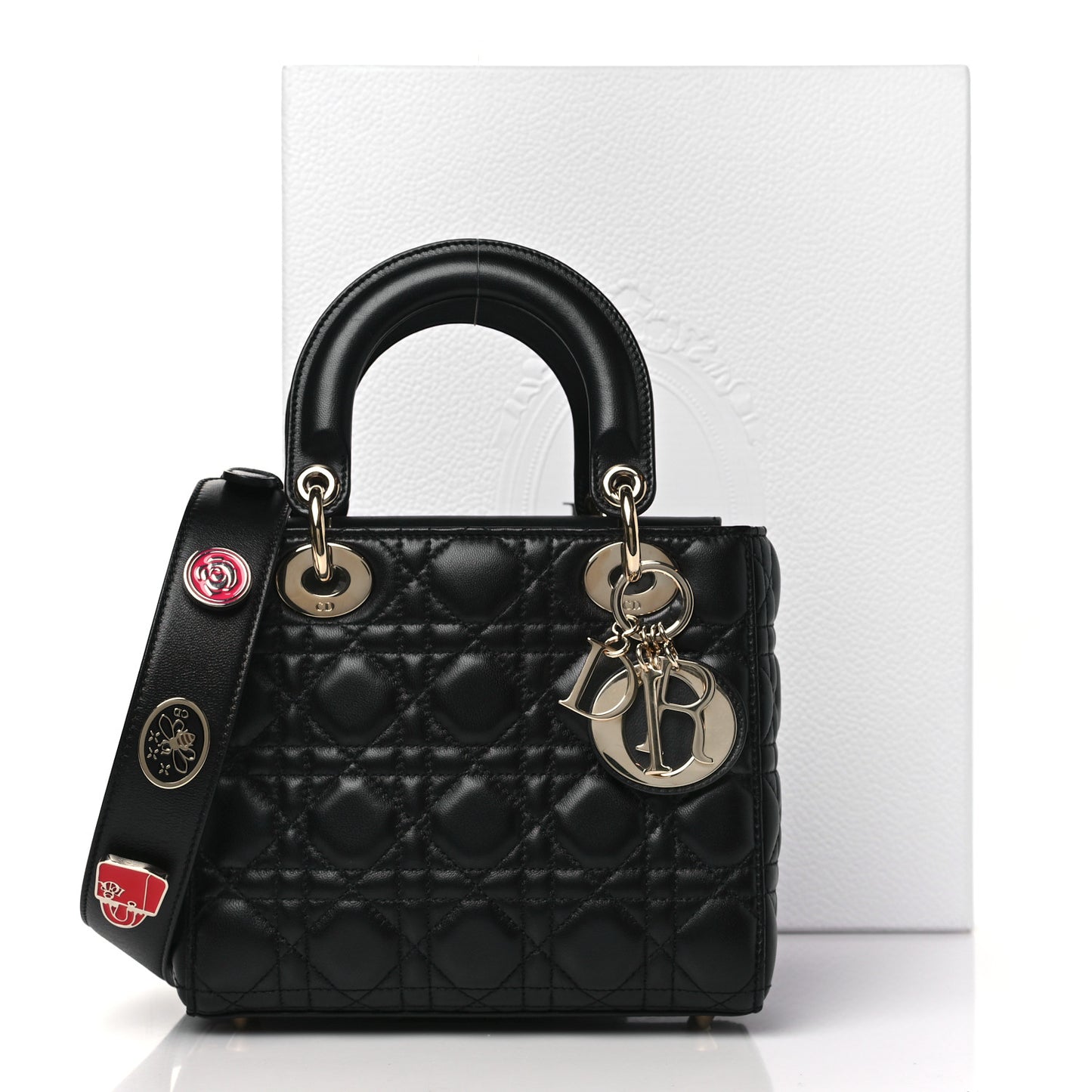 Lambskin Cannage Small Lucky Badges My Lady Dior Black