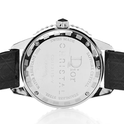 Christian Dior Stainless Steel Patent Diamond Sapphire 33mm Christal Quartz Watch Black 4 of 7