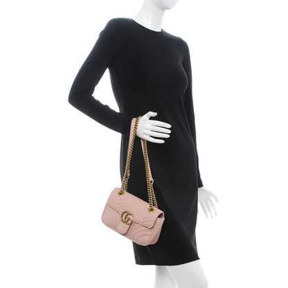 Gucci Calfskin Matelasse Mini GG Marmont Shoulder Bag Perfect Pink 3 of 10
