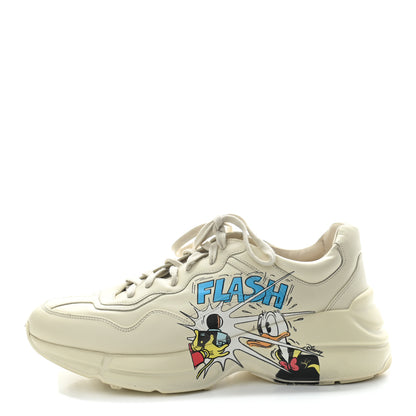 Gucci X DISNEY Calfskin Donald Duck Mens Rhyton Sneakers 8.5 Ivory 1 of 8