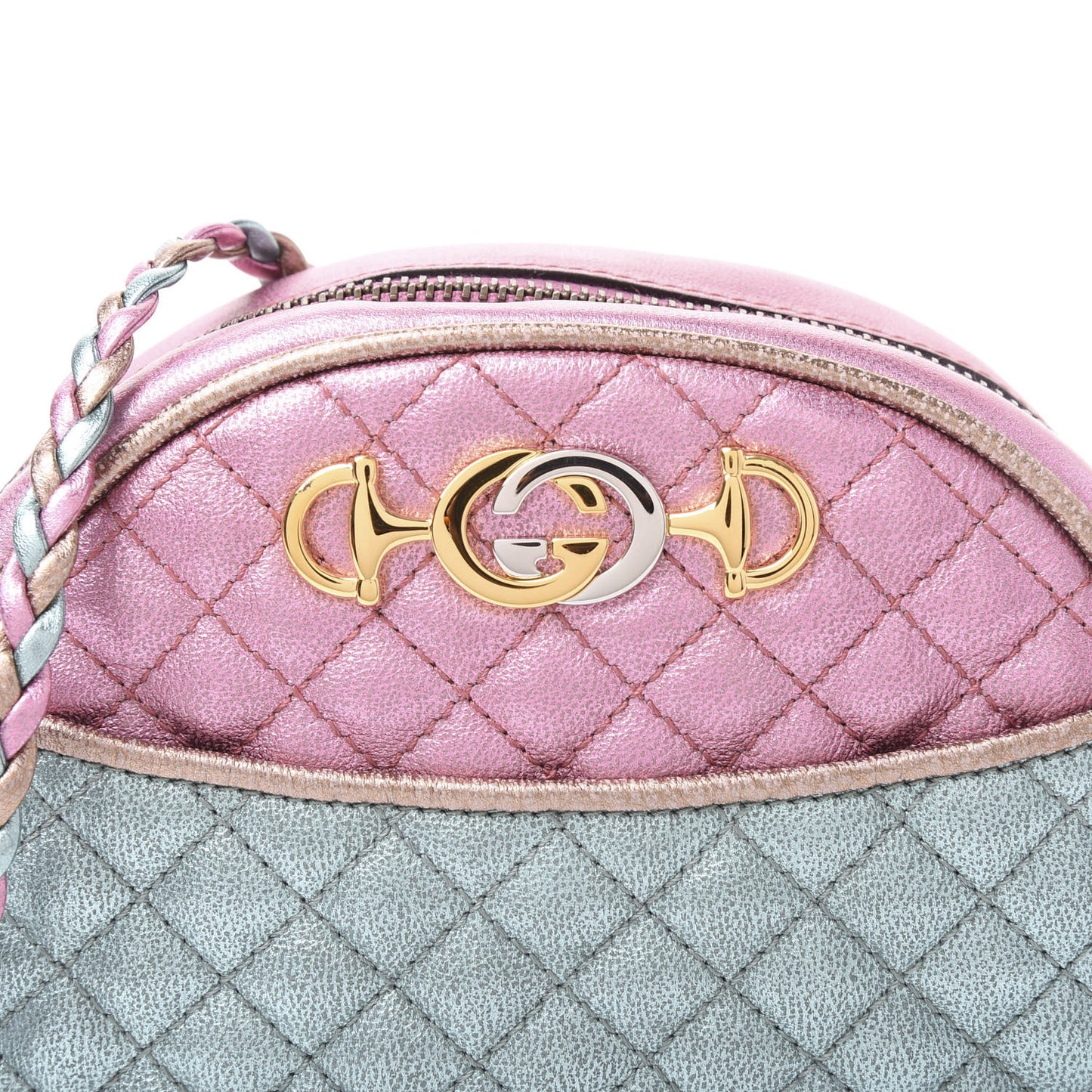 Laminated Nappa Trapuntata Mini Zumi Dome Shoulder Bag Rosa Lago Rame