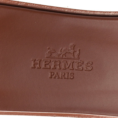 Hermes Box Calfskin Oran Sandals 35.5 Gold 7 of 8