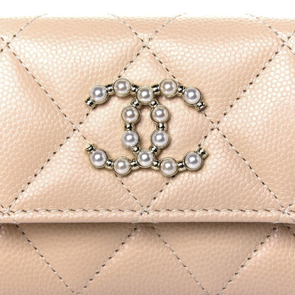 Chanel Caviar Pearl Quilted Coco Candy Flap Card Holder Beige 11 of 12