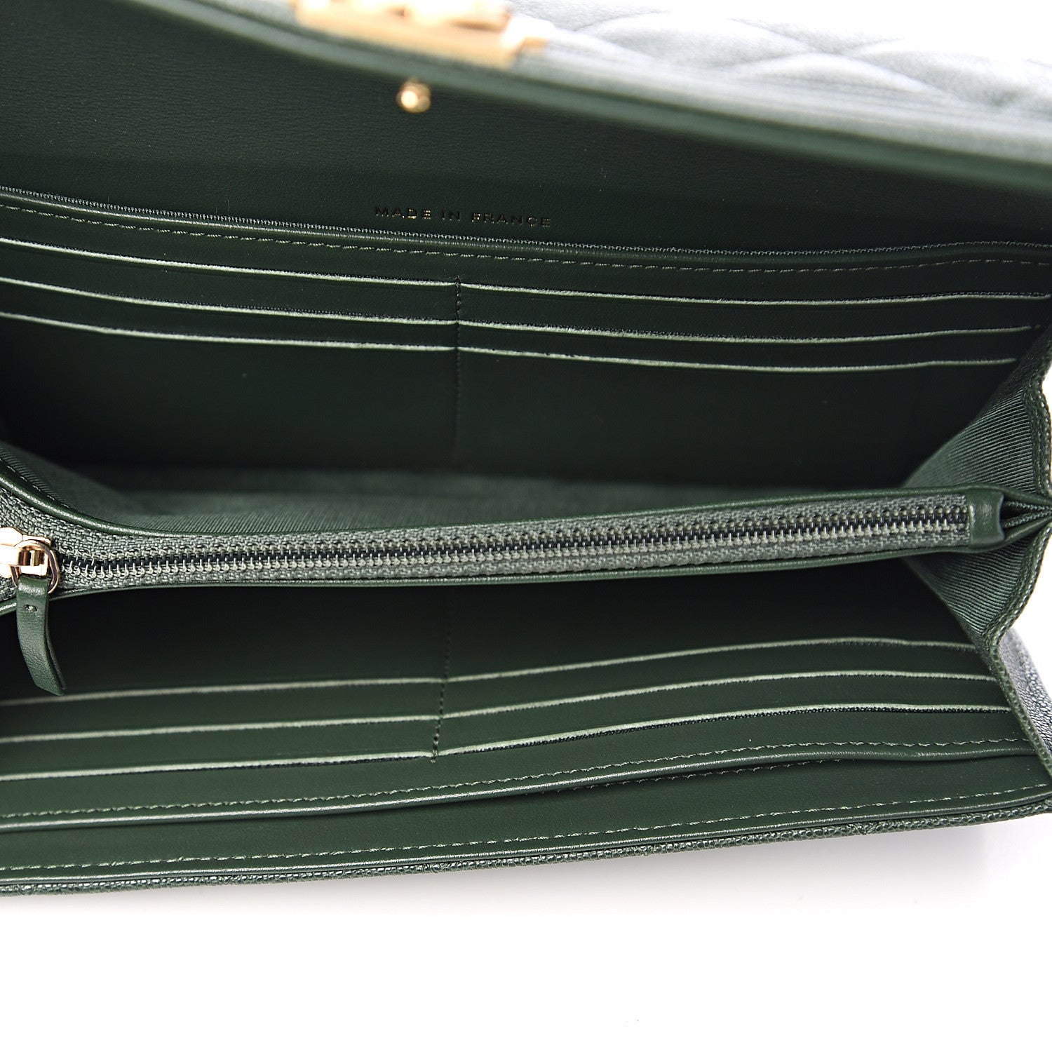 Chanel Caviar Quilted Large Boy Gusset Flap Wallet Green 4 of 11