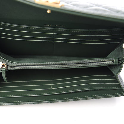 Chanel Caviar Quilted Large Boy Gusset Flap Wallet Green 4 of 11