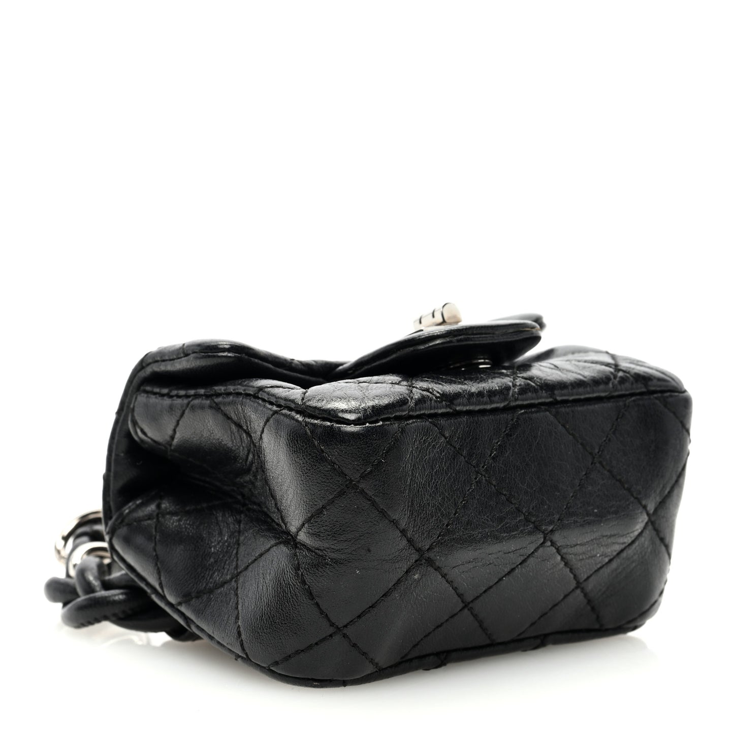 Calfskin Quilted 2.55 Ankle Wrist Bag Black
