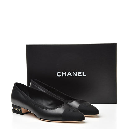 Chanel Lambskin Grosgrain Cap Toe Chain Pumps 40 Black 8 of 8