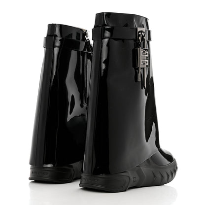 Givenchy Patent Shark Lock Biker Ankle Boots 38 Black 4 of 8