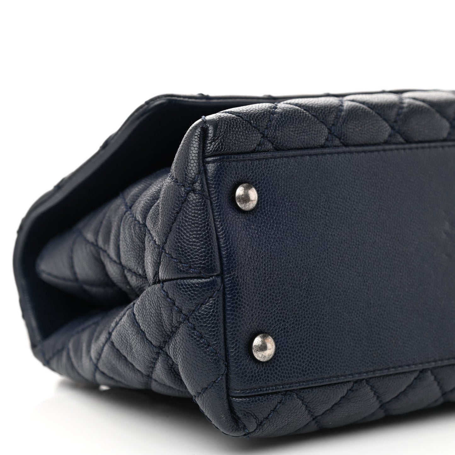 Caviar Quilted Small Coco Handle Flap Navy