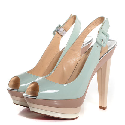 Christian Louboutin Patent 123 Scarpe 140 Platform Slingbacks Ice Blue 3 of 7